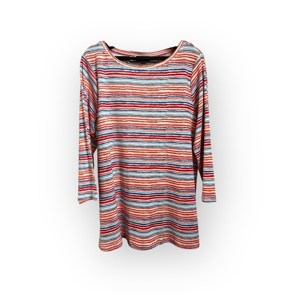 Emily Daniels Multi Stripe Boat Neck Top – Size L (NWT)
